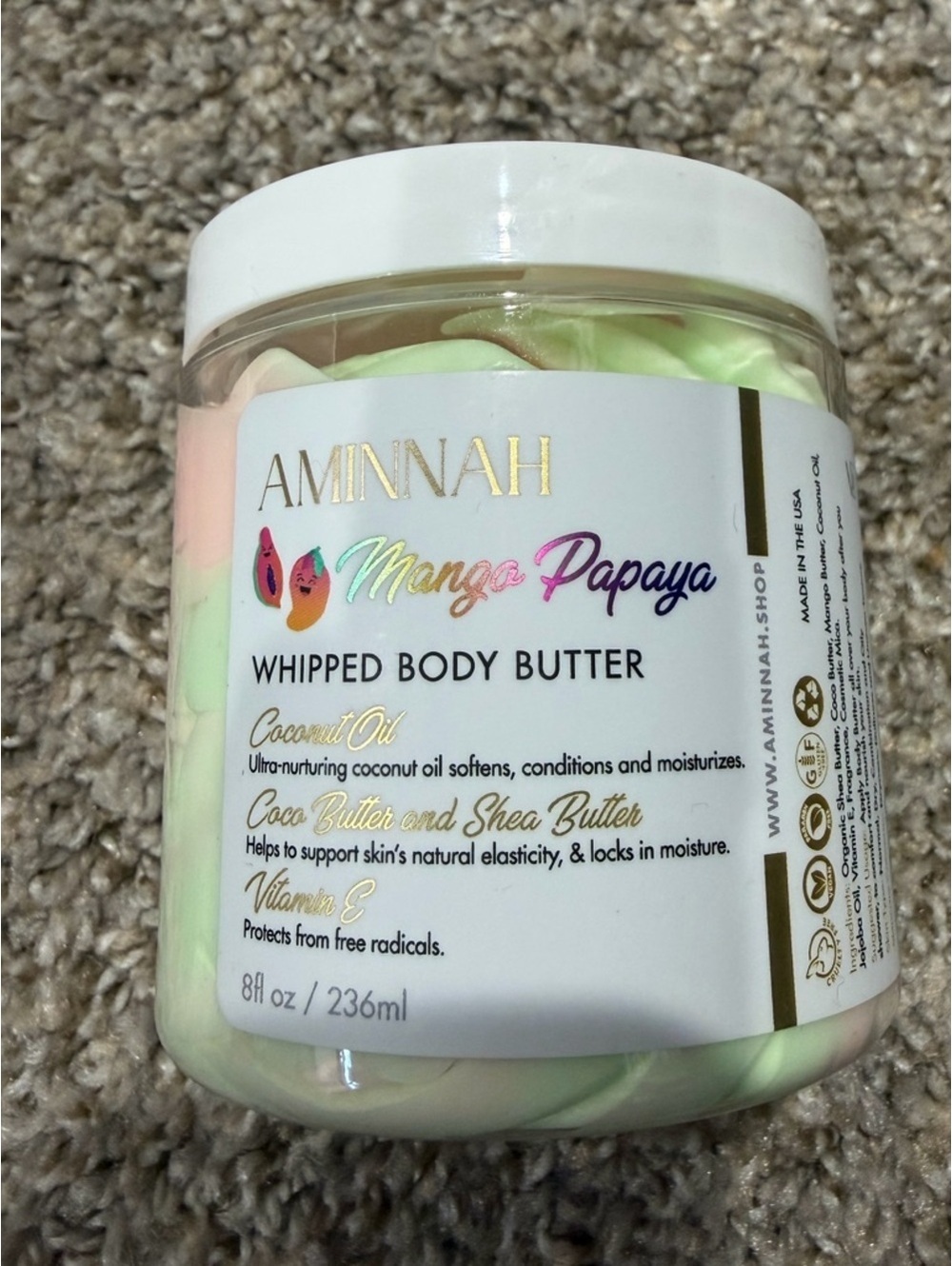 Aminnah Mango Papaya Whipped Body Butter NEW